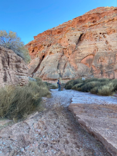 A man preparing to hike