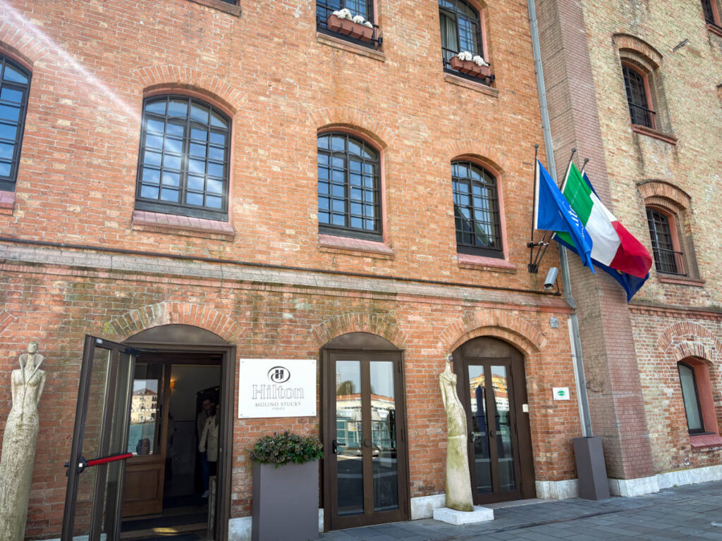 The entrance and exterior of Hilton Molino Stucky