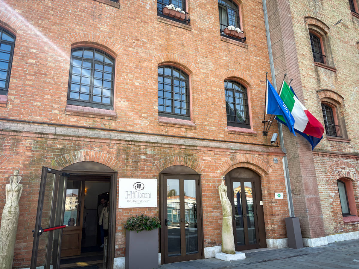 The entrance and exterior of Hilton Molino Stucky