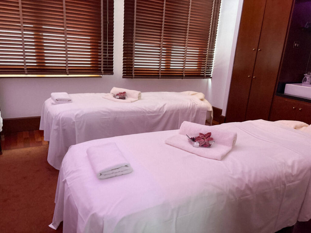 The massage beds in the wellness center