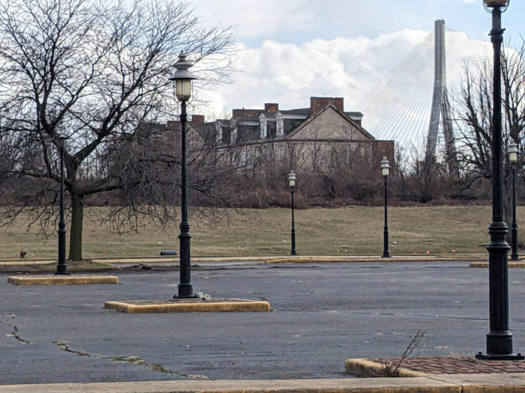 View of the Historic Ft. Wayne and the Gordie Howe Bridge behind