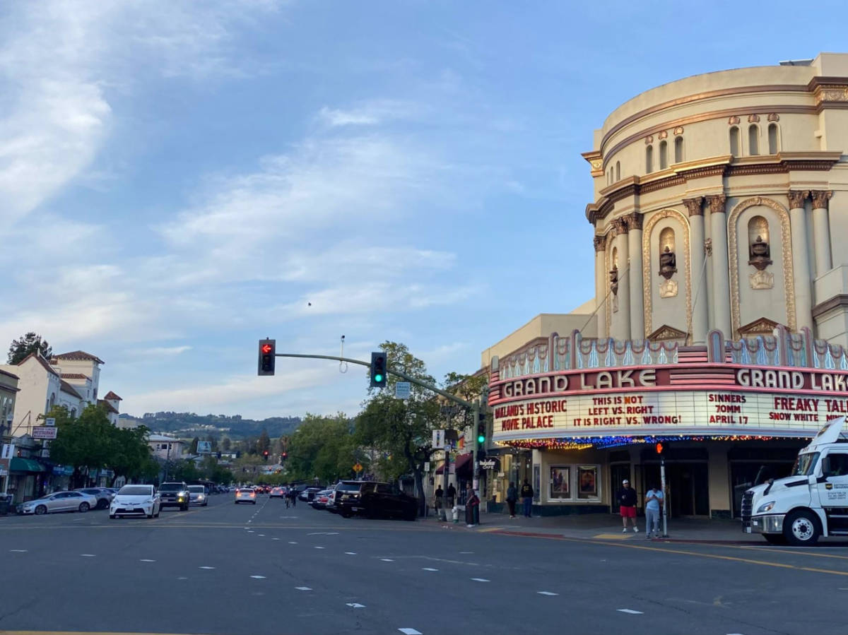 View of the Grand Lake Theater from the road