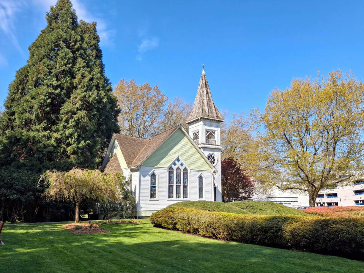 The quaint Minoru Chapel surrounded by greenery