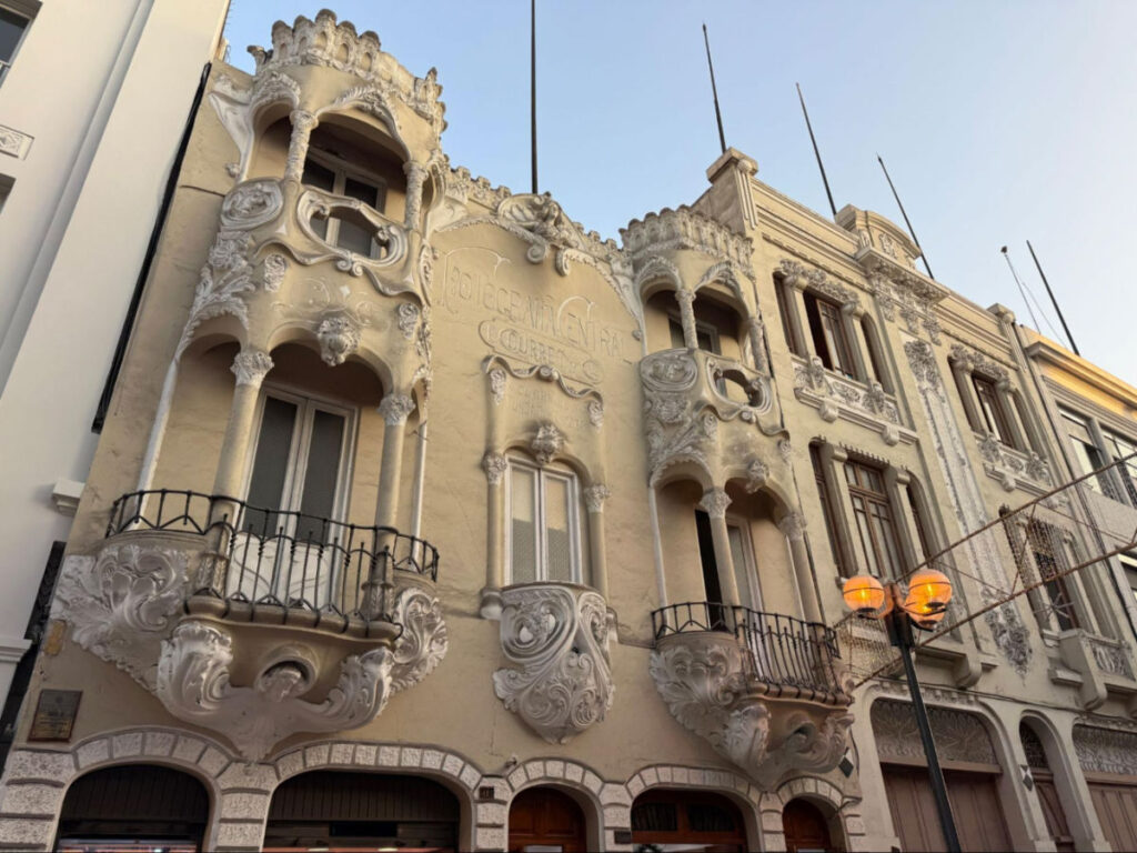 View of the Spanish architecture buildings at the Historic center in Lima