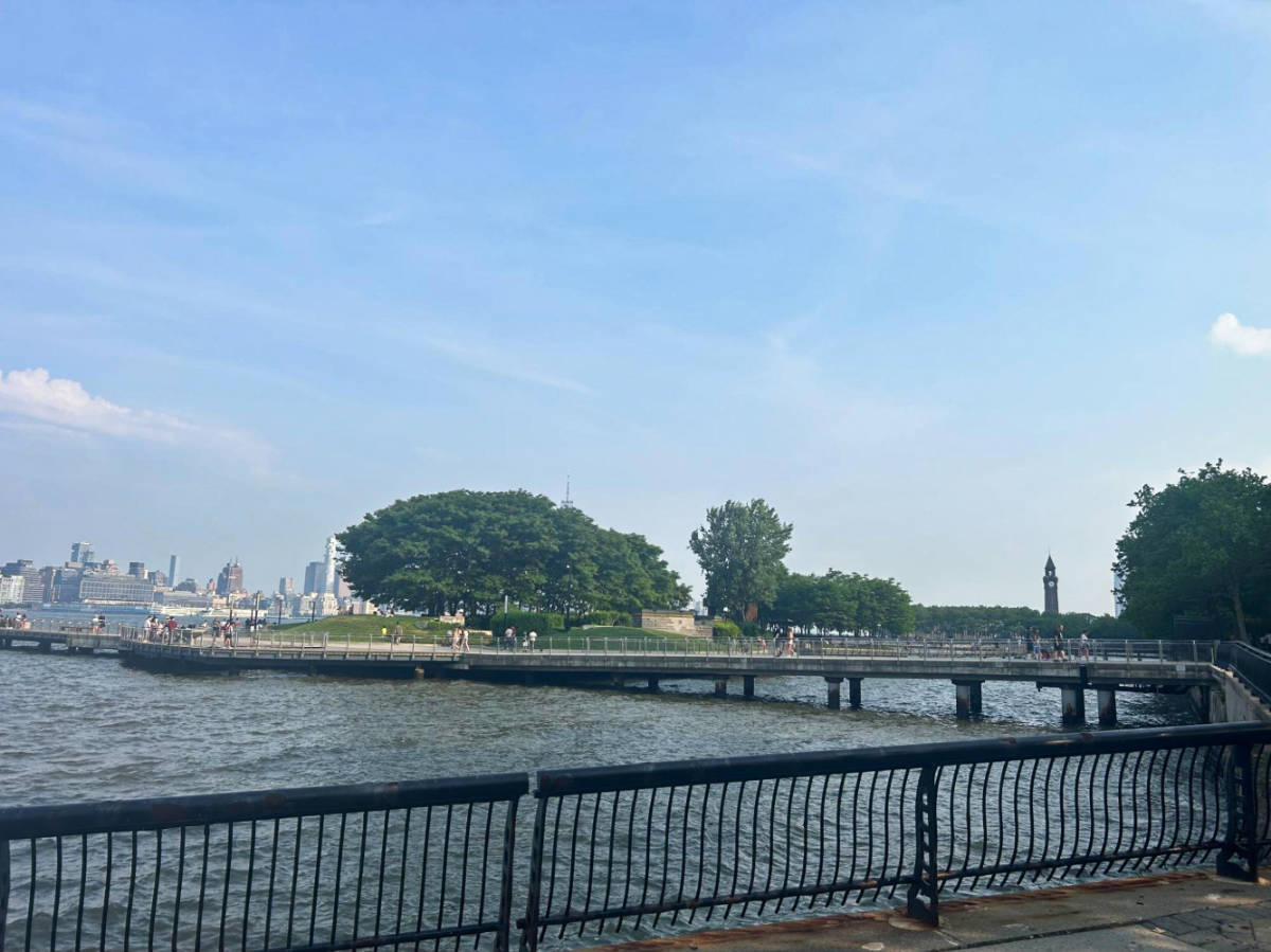View of the skyline and the greenery around Hoboken