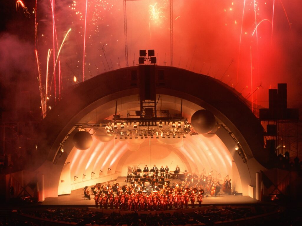 A band performing at Hollywood Bowl