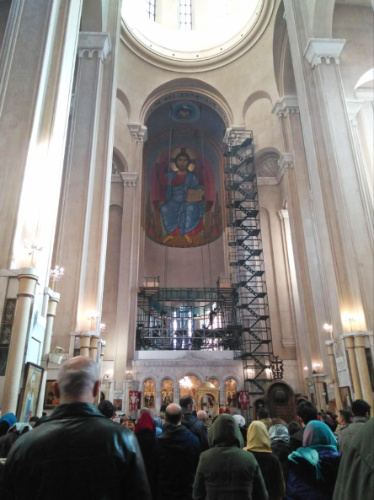 View of people inside the Holy Trinity Cathedral