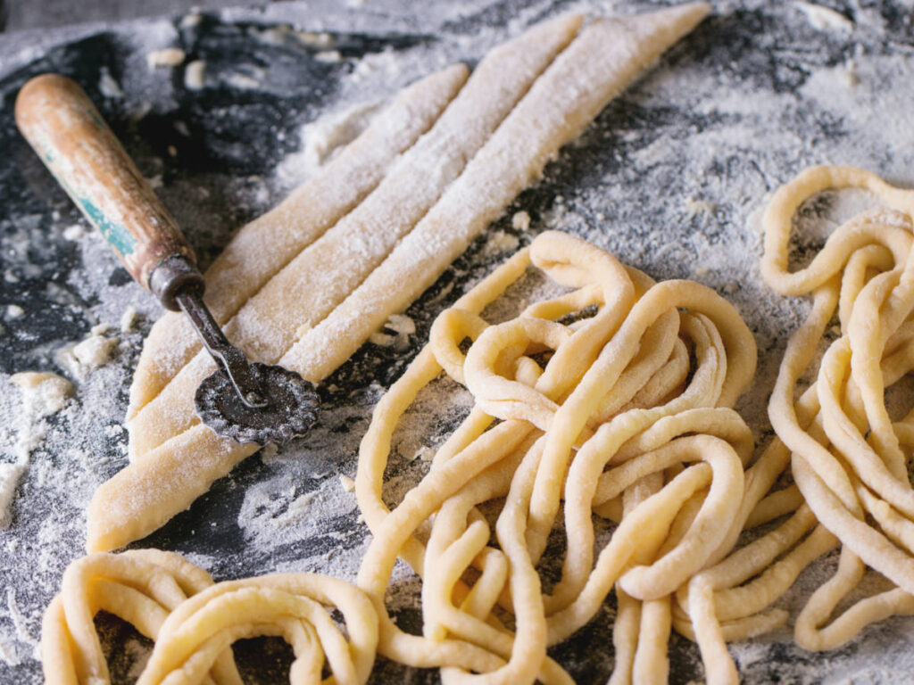 Coseup look of the homemade Pici Pasta