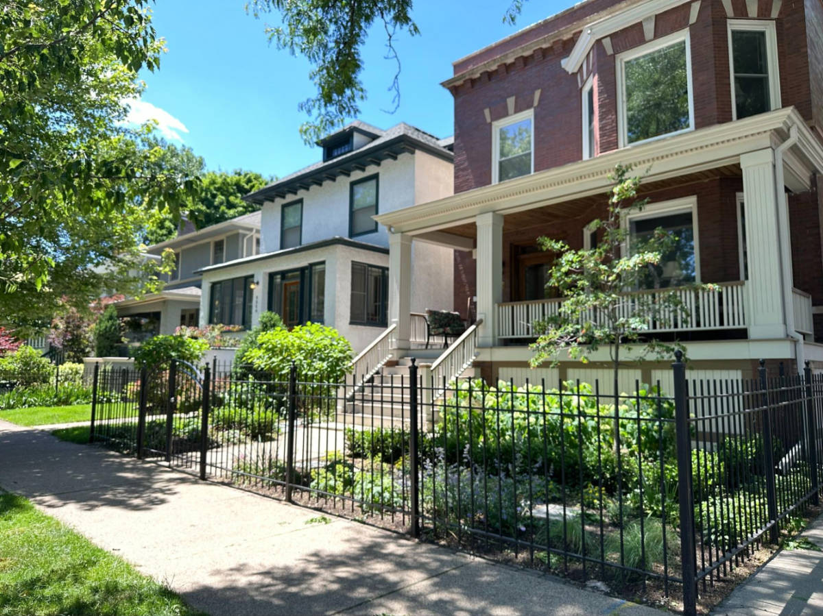 View of the homes in Andersonville seen from the street