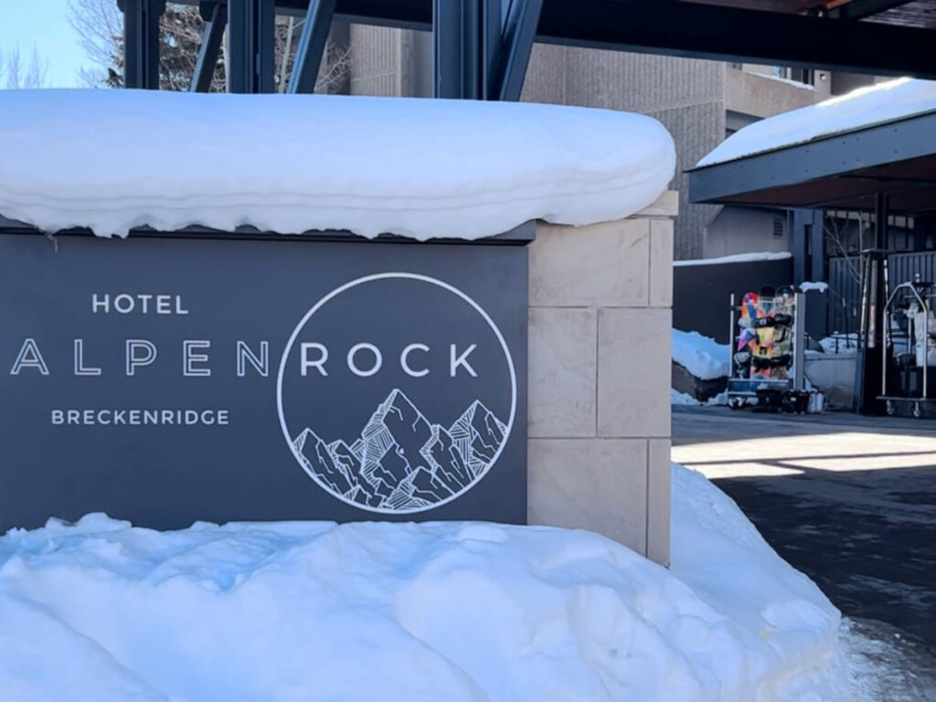 Closeup look of the signage of Hotel Alpenrock