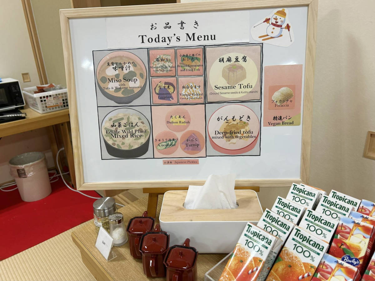 Closeup look of the shojin ryori breakfast information