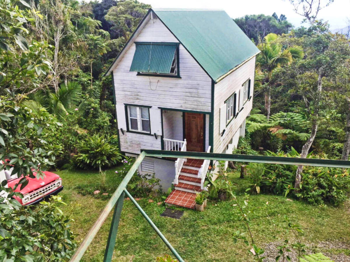 Aerial view of a house in the middle of the farm