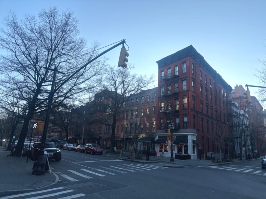 The pedestrian lane at Hudson Street