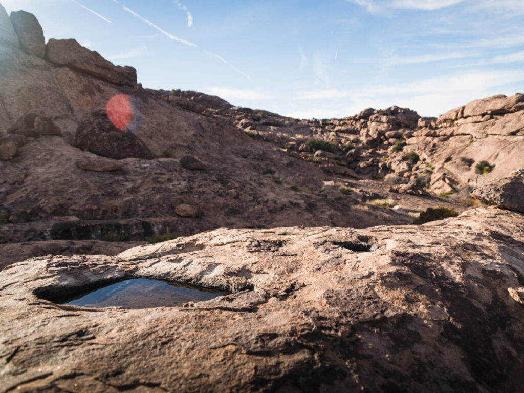 Pools of water at Hueco Tanks in El Paso