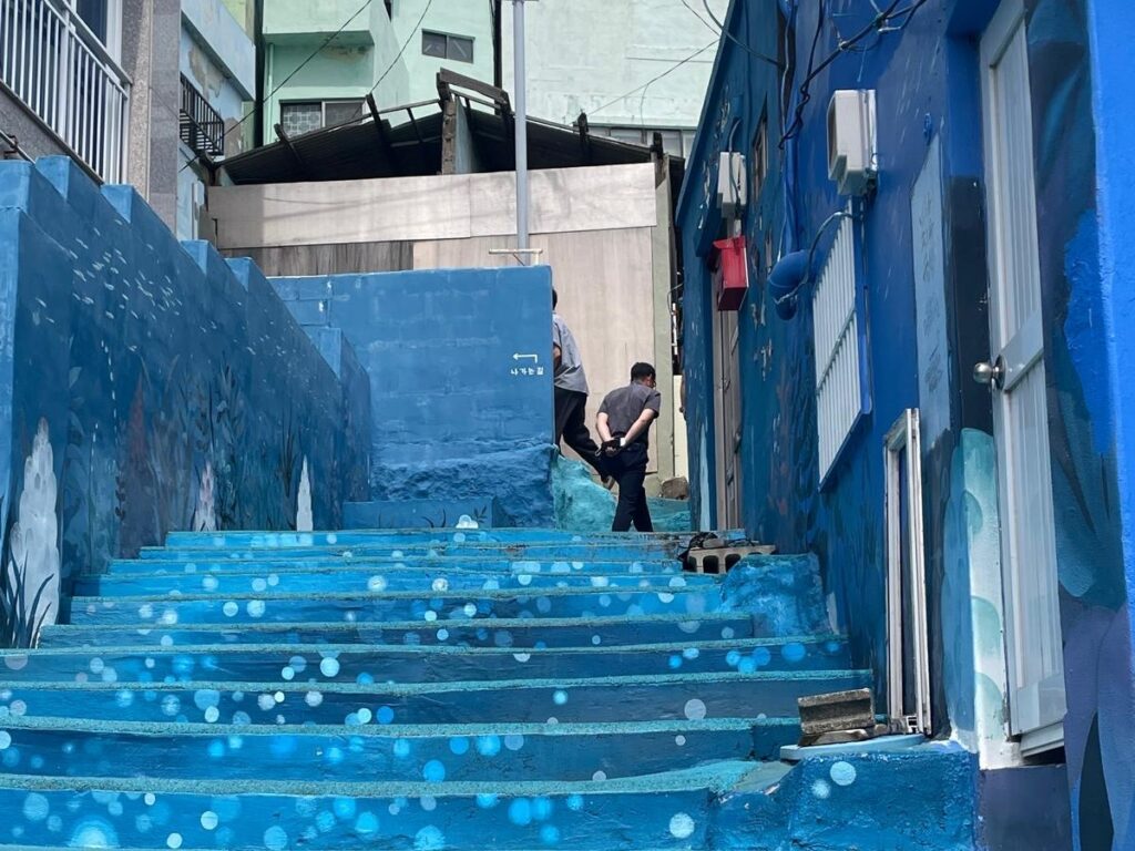 The colorful staircase in Huinnyeoul Culture Village