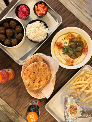 Hummus and falafels served at Asli Mediterranean Grill