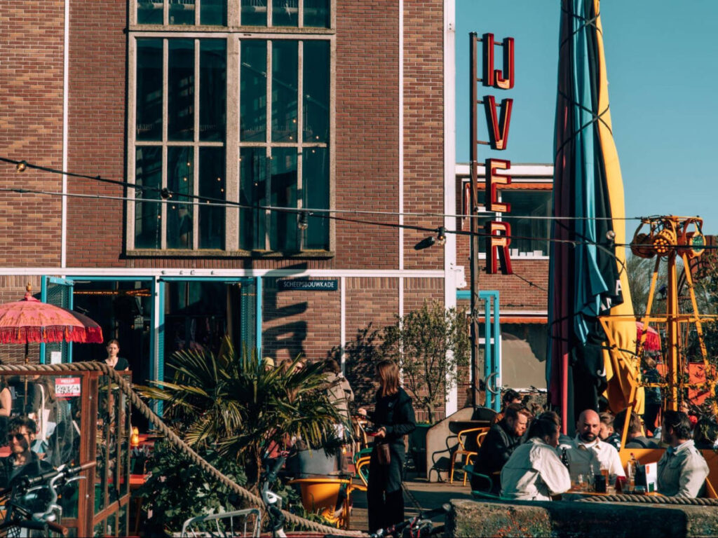 View of the people enjoying at the terrace in IJver