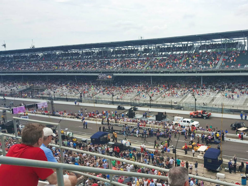 View of the crowd at the IMS during Carb Day
