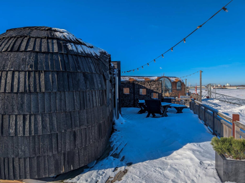 View of the Iglupark  aparthotels overlooking the Tallinn's frozen sea
