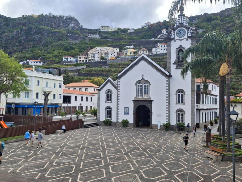 The Igreja de São Bento with mountain views in Ribeira Brava