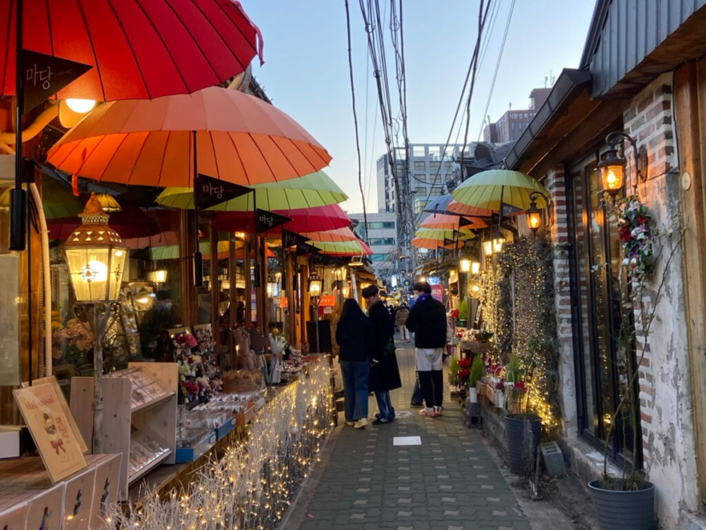 View of the old school vibe shops at Ikseondong in Jongno
