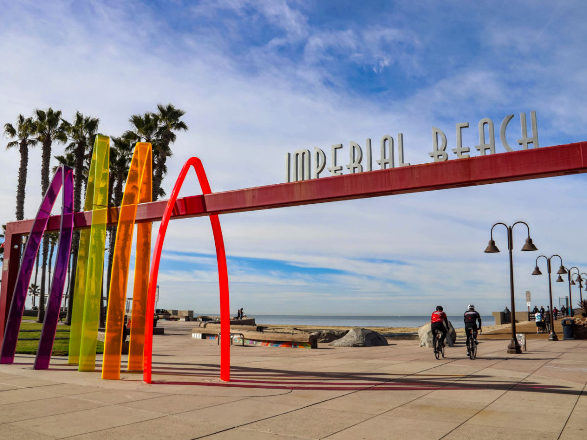 The Imperial Beach sign at the entrance to the Imperial Beach Pier