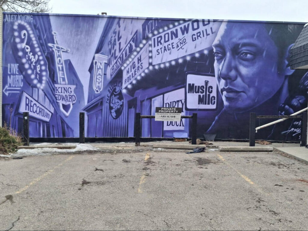 A mural about the live music scene of Inglewood