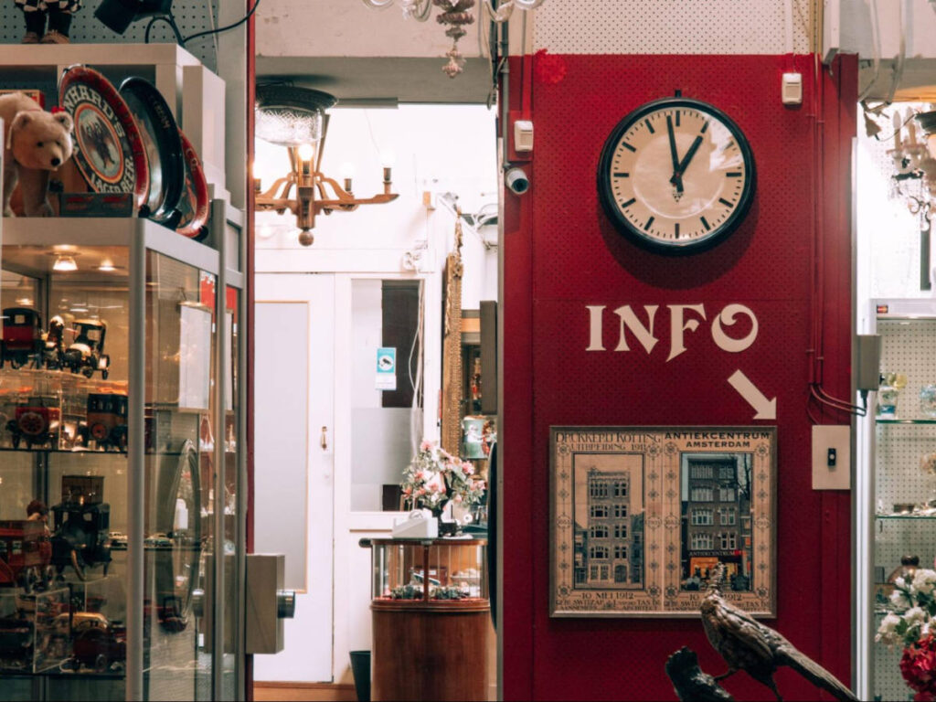 View inside the antique and secondhand store of Antiekcentrum Amsterdam
