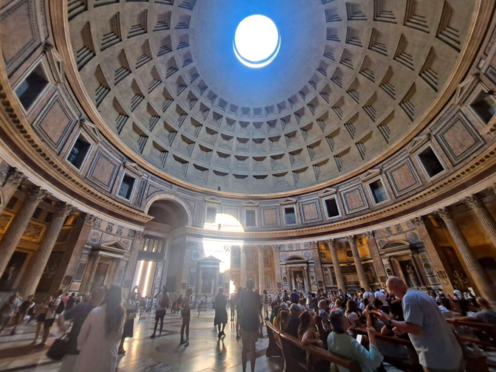 Tourists admiring the views inside the Pantheon