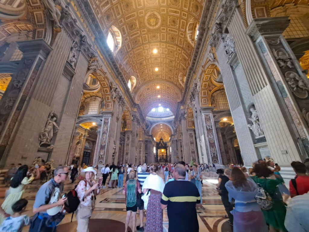 Tourists admiring the views inside the Vatican