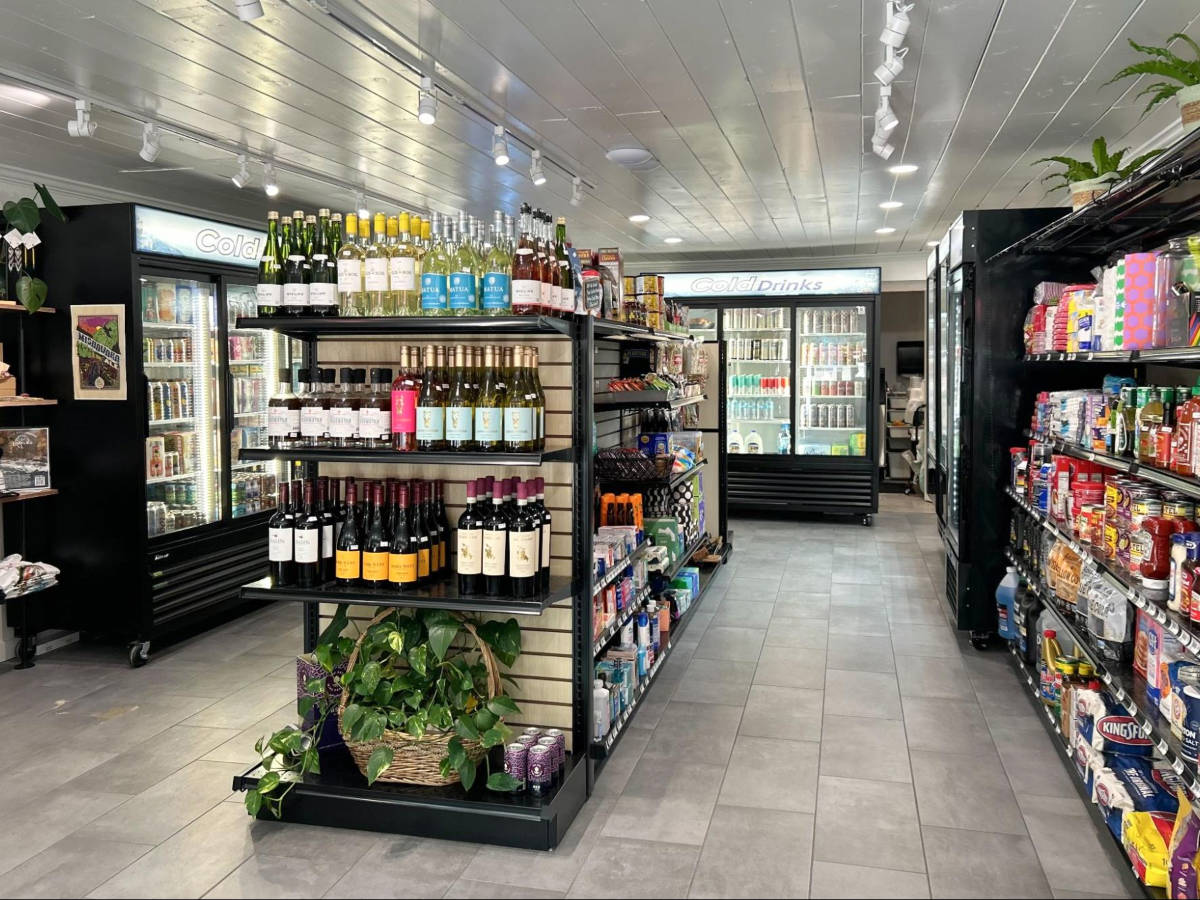 View of the displays inside a general store