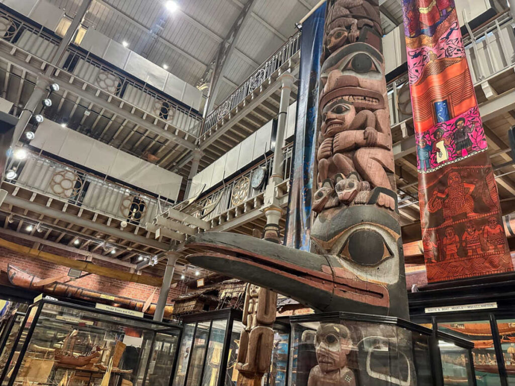 View of the totem pole inside the Pitt Rivers Museum