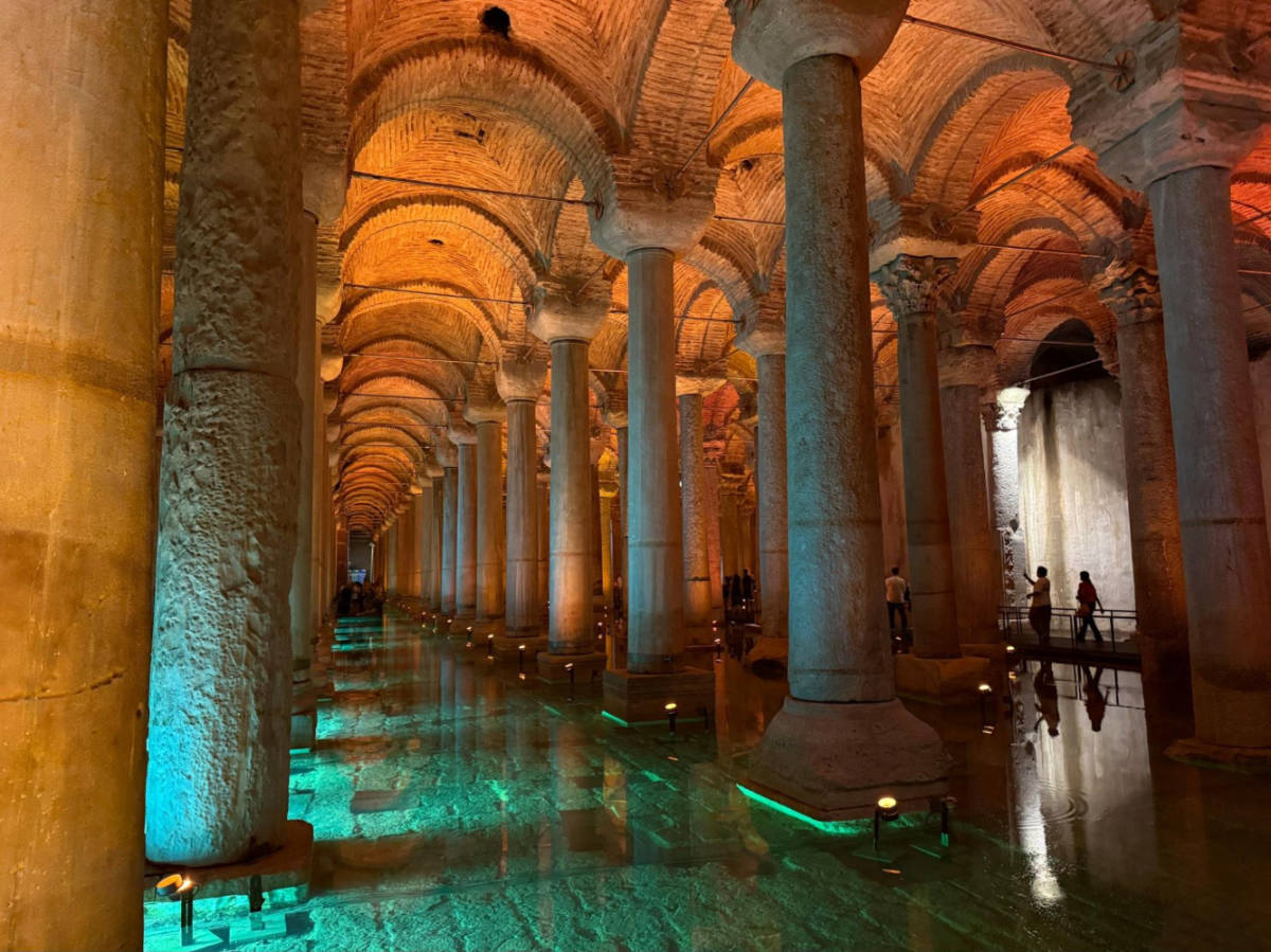 View of the columns inside the Basilica Cistern