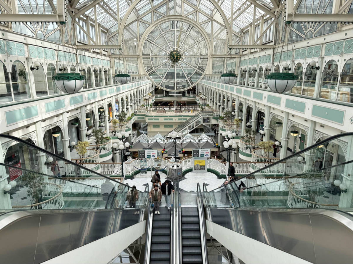 View of the interior of St. Stephen’s Green Shopping Centre from the upper area