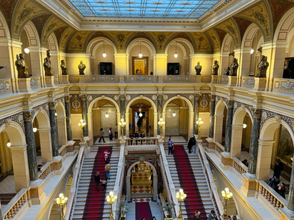 View of the Neo-Renaissance interior of the National Museum of Prague