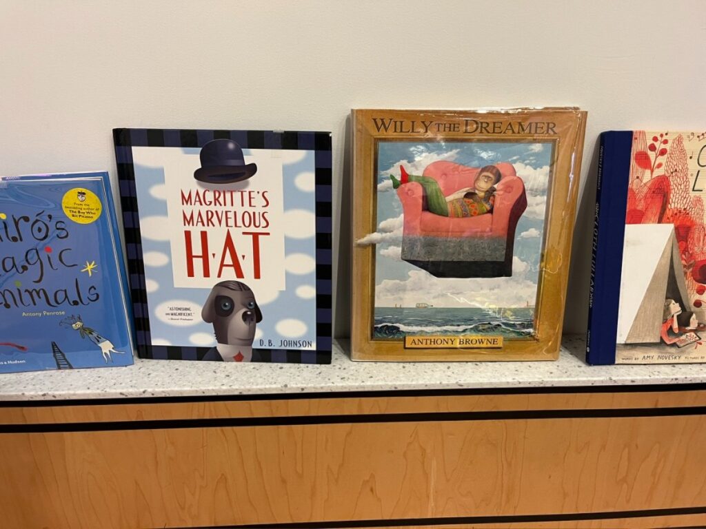 Books on display for the International Surrealism from the Tate exhibition