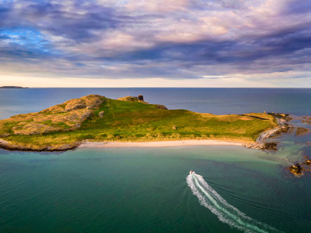 Aerial view of the Ireland’s Eye island