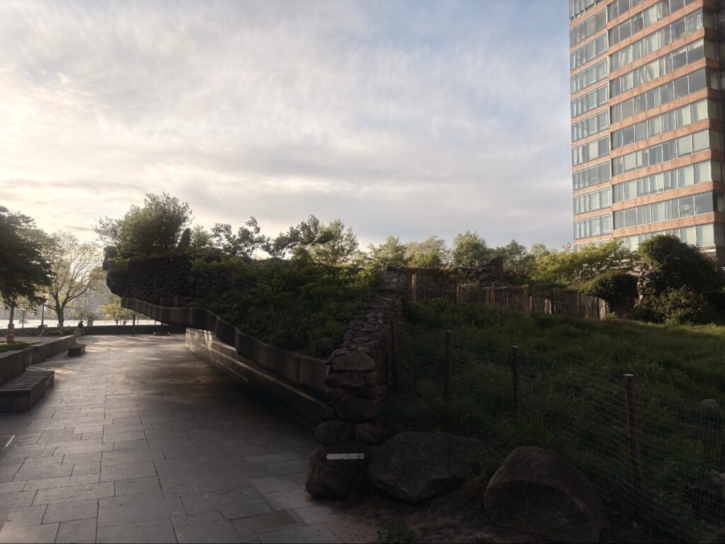 View at the Irish Hunger Memorial at Battery Park Plaza