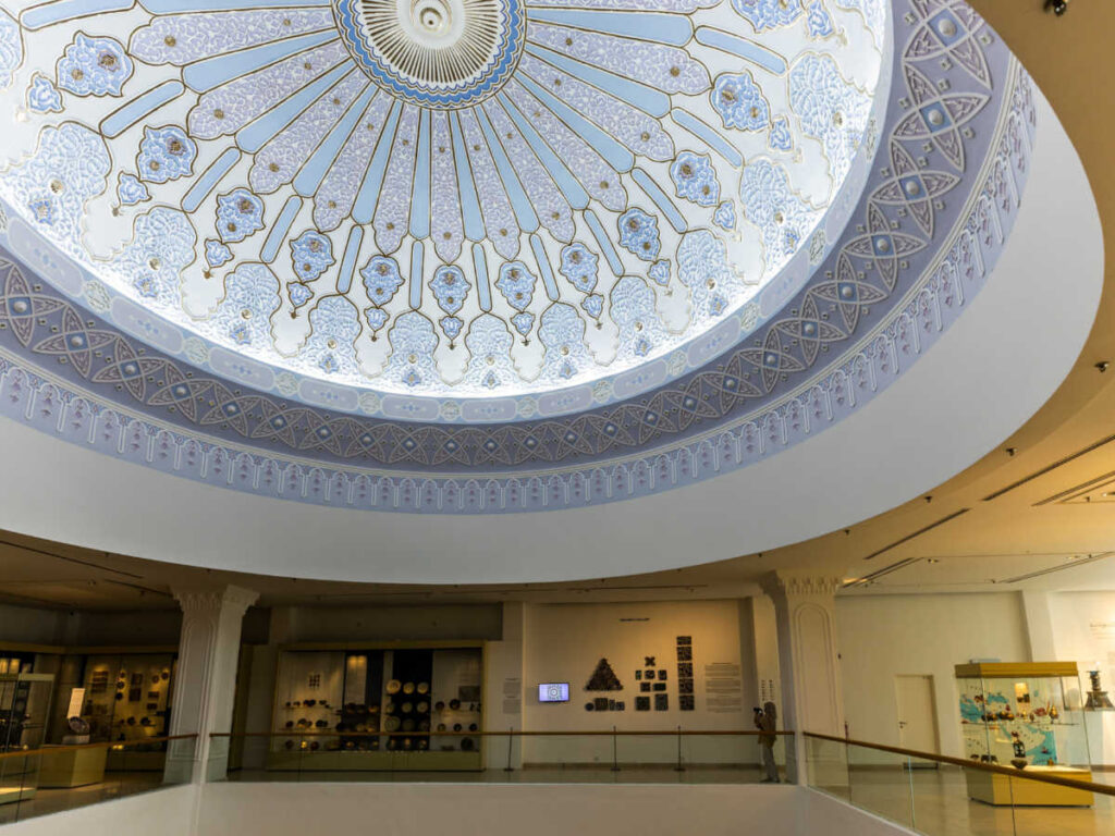 The intricate dome seen from the inside of the Islamic Arts Museum