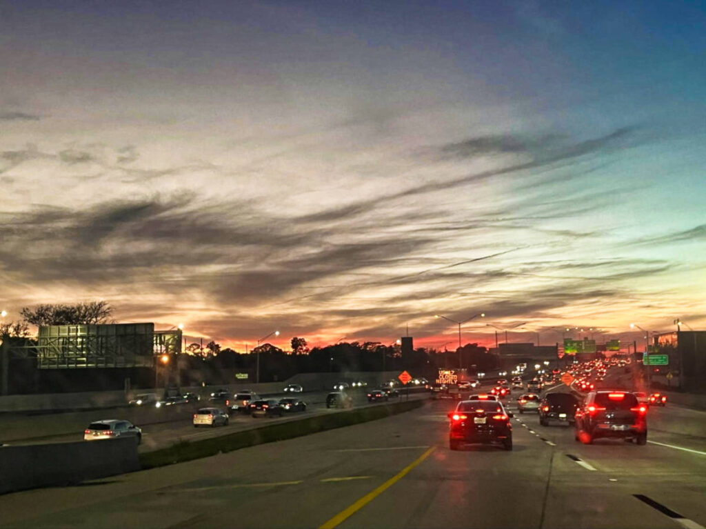 View of the traffic in Jacksonville at night