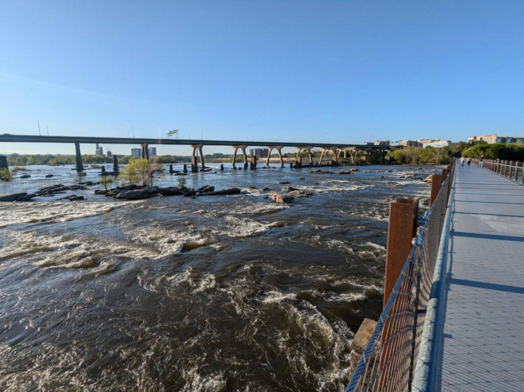 View of the T. Tyler Potterfield Memorial Bridge over the James River