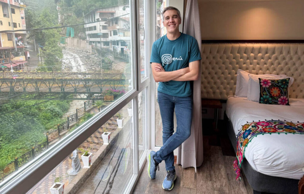 The author, Nate Hake, on their room at Jaya Machu Picchu Boutique Hotel with a view