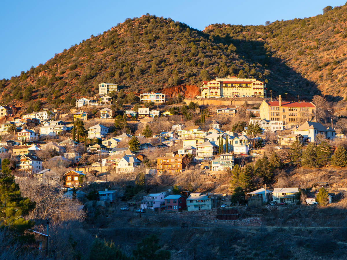 Overlooking view of Jerome town on the mountainside