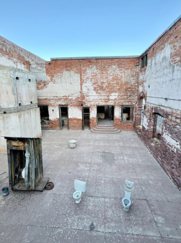 View of the prison toilets in Jerome