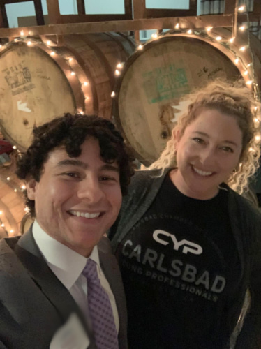 The author Jess Levy and a staff inside Burgeon Beer Company