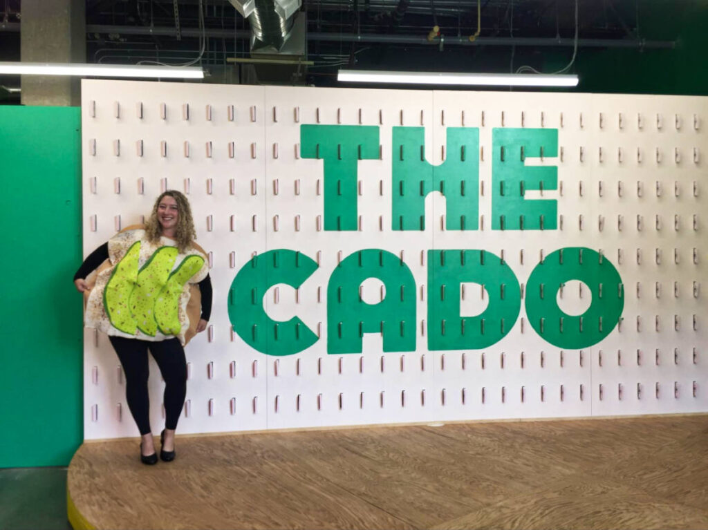 The author Jess Levy, wearing an avocado costume