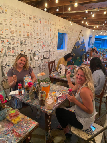 Travel Lemming author Jess Levy and her friend enjoying at the Encinitas House of Art