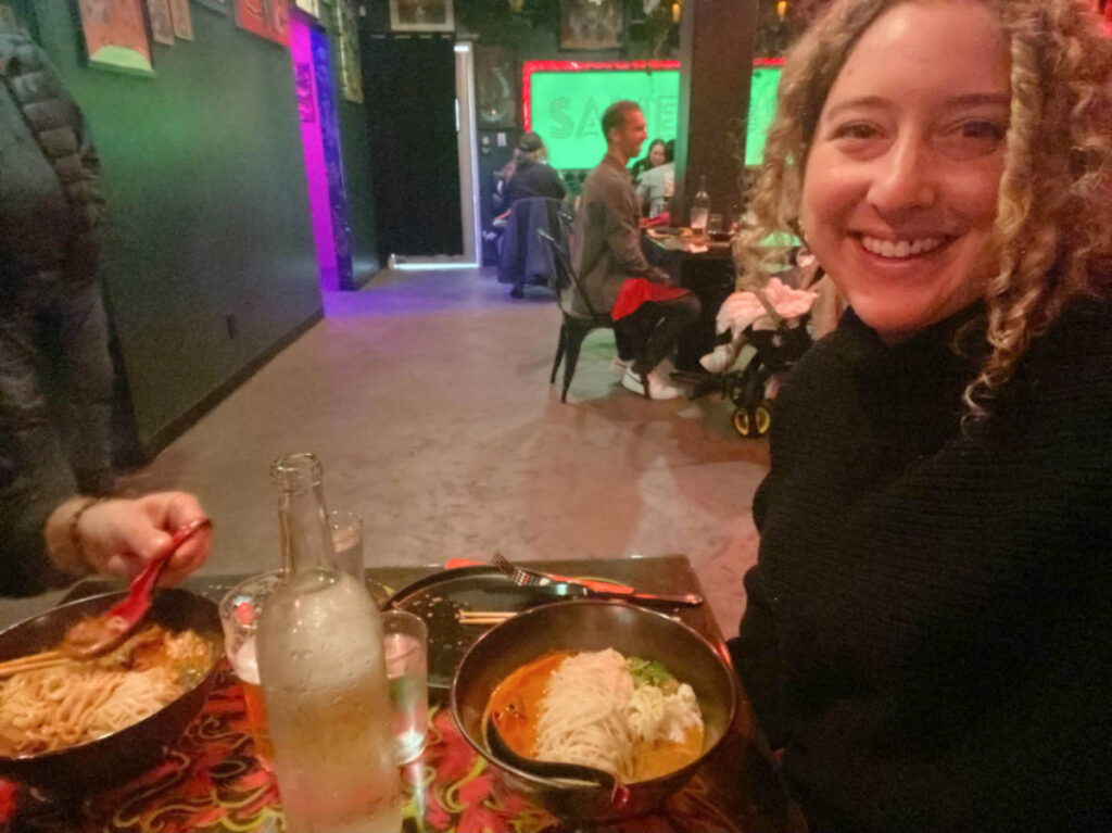 The author Jess Levy dining at Same Same