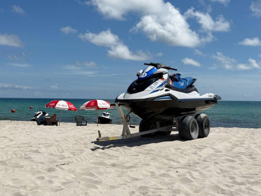 A jet ski on a beach in South Beach