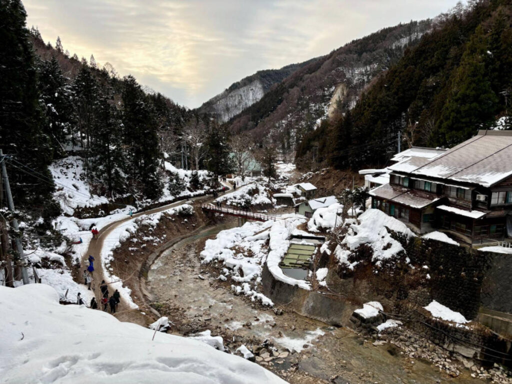 The Jigokudani Valley covered with snow during the winter season